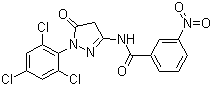 结构式 CAS# 63134-25-8, 1-(2',4',6'-三氯苯基)-3-(间硝基苯甲酰胺基)-5-吡唑酮