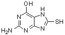 structure of CAS# 6324-72-7, 2-Amino-6-hydroxy-8-mercaptopurine;8-Mercaptoguanine; 8-Thioguanine; NSC 29188
