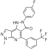结构式 CAS# 635324-72-0, 2-(4-氟苯基)-1,6-二氢-6-甲基-4-[3-(三氟甲基)苯基]二吡唑并[3,4-b:3',4'-d]吡啶-3(2H)-酮