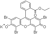 结构式 CAS# 6359-05-3, 溶剂红 45; 乙基曙红; 2',4',5',7'-四溴荧光素乙酯钾盐