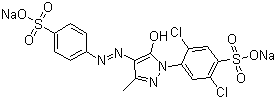 structure of CAS# 6359-98-4, Acid Yellow 17;Disodium 2,5-dichloro-4-(5-hydroxy-3-methyl-4-(sulphophenylazo)pyrazol-1-yl)benzenesulphonate