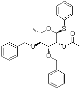 苯基 6-脱氧-3,4-二-O-(苯基甲基)-1-硫代-alpha-L-吡喃甘露糖苷乙酸酯分子结构 (CAS 636559-71-2)