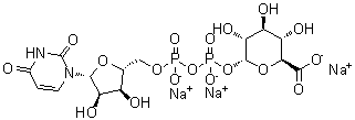 structure of CAS# 63700-19-6, Trisodium UDP-glucuronic acid;alpha-D-Glucopyranuronic acid, 1→P'-ester with uridine 5'-(trihydrogen diphosphate), trisodium salt