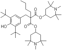 Bis(1,2,2,6,6-pentamethyl-4-piperidyl) [[3,5-bis(1,1-dimethylethyl)-4-hydroxyphenyl]methyl]butylmalonate molecular structure (CAS 63843-89-0)