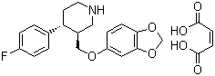 结构式 CAS# 64006-44-6, 马来酸帕罗西汀; (-)-反式-4-(4-氟苯基)-3-{[(3',4'-亚甲二氧基)苯氧基]甲基}-哌啶马来酸盐