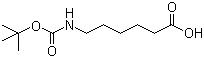 结构式 CAS# 6404-29-1, N-叔丁氧羰基-6-氨基己酸