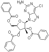 6-Chloro-9-(2,3,5-tri-O-benzoyl-2-C-methyl-beta-D-ribofuranosyl)-9H-purin-2-amine molecular structure (CAS 641571-44-0)