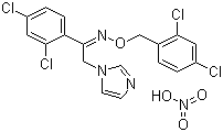 结构式 CAS# 64211-46-7, 硝酸奥昔康唑; (Z)-2'-(1-咪唑基)-O-(2,4-二氯苄基)-2,4-二氯苯乙酮肟硝酸盐