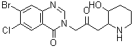 7-Bromo-6-chloro-3-[3-(3-hydroxy-2-piperidinyl)-2-oxopropyl]-4(3H)-quinazolinone molecular structure (CAS 64544-01-0)