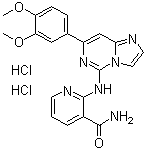 structure of CAS# 648903-57-5, BAY 61-3606;2-[[7-(3,4-Dimethoxyphenyl)imidazo[1,2-c]pyrimidin-5-yl]amino]-3-pyridinecarboxamide dihydrochloride