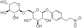 4-(2-Nitroethyl)phenyl 6-O-beta-D-xylopyranosyl-beta-D-glucopyranoside molecular structure (CAS 649758-25-8)