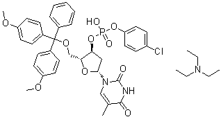 N,N-Diethylethanamine 4-chlorophenyl 5'-O-[bis(4-methoxyphenyl)phenylmethyl]-3'-thymidylate molecular structure (CAS 65062-61-5)
