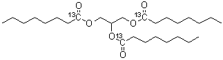 Octanoic-1-<sup>13</sup>C acid 1,2,3-propanetriyl ester molecular structure (CAS 65402-55-3)