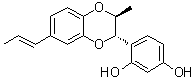 structure of CAS# 666250-52-8, 4-[(2S,3S)-2,3-Dihydro-3-methyl-7-(1E)-1-propenyl-1,4-benzodioxin-2-yl]-1,3-benzenediol