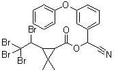 structure of CAS# 66841-25-6, Tralomethrin;Bengal Fire Ant Killer; HAG 107; RU 25472; SAGA; Scout; Scout (insecticide); Scout X-tra; Tracker; 2,2-Dimethyl-3-(1,2,2,2-tetrabromoethyl)cyclopropanecarboxylic acid cyano(3-phenoxyphenyl)methyl ester