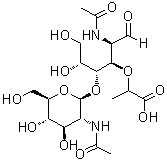 2-(乙酰氨基)-4-O-[2-(乙酰氨基)-2-脱氧-beta-D-吡喃葡萄糖基]-3-O-(1-羧基乙基)-2-脱氧-D-葡萄糖分子结构 (CAS 67068-85-3)