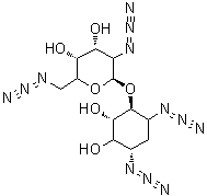 1,3-二叠氮基-1,2,3-三脱氧-4-O-(2,6-二叠氮基-2,6-二脱氧-alpha-D-吡喃葡萄糖基)-D-myo-肌醇分子结构 (CAS 671809-10-2)