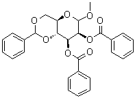 甲基 4,6-O-(苯基亚甲基)-alpha-D-吡喃甘露糖苷二苯甲酸酯分子结构 (CAS 6748-85-2)