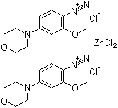structure of CAS# 67801-08-5, 2-Methoxy-4-morpholinobenzenediazonium chloride zinc chloride double salt;2-Methoxy-4-(4-morpholinyl)benzenediazonium tetrachlorozincate (2:1)