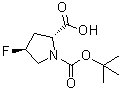 structure of CAS# 681128-50-7, (2R,4S)-1-(tert-Butoxycarbonyl)-4-fluoropyrrolidine-2-carboxylic acid