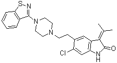 5-[2-[4-(1,2-Benzisothiazol-3-yl)-1-piperazinyl]ethyl]-6-chloro-1,3-dihydro-3-(1-methylethylidene)-2H-indol-2-one molecular structure (CAS 684269-12-3)