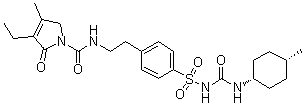 3-乙基-2,5-二氢-4-甲基-N-[2-[4-[[[[(顺式-4-甲基环己基)氨基]羰基]氨基]磺酰基]苯基]乙基]-2-氧代-1H-吡咯-1-甲酰胺分子结构 (CAS 684286-46-2)