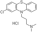 structure of CAS# 69-09-0, Chlorpromazine hydrochloride;2-Chloro-10-(3-dimethylaminopropyl)phenothiazine hydrochloride; Largactil