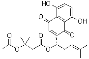3-(Acetyloxy)-3-methylbutanoic acid (1S)-1-(1,4-dihydro-5,8-dihydroxy-1,4-dioxo-2-naphthalenyl)-4-methyl-3-pentenyl ester molecular structure (CAS 69091-17-4)