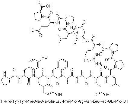 L-Prolyl-L-tyrosyl-L-tyrosyl-L-phenylalanyl-L-alanyl-L-alanyl-L-alpha-glutamyl-L-leucyl-L-prolyl-L-prolyl-L-arginyl-L-asparaginyl-L-leucyl-L-prolyl-L-alpha-glutamyl-L-proline molecular structure (CAS 691007-13-3)