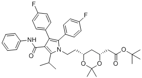 二氟阿托伐他汀缩丙酮叔-丁基酯分子结构 (CAS 693793-87-2)