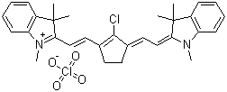 2-((E)-2-(2-Chloro-3-[(E)-2-(1,3,3-trimethyl-1,3-dihydro-2H-indol-2-ylidene)ethylidene]-1-cyclopenten-1-yl)ethenyl)-1,3,3-trimethyl-3H-indolium perchlorate molecular structure (CAS 69415-30-1)