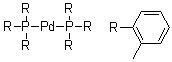 双[三(2-甲基苯基)膦]钯分子结构 (CAS 69861-71-8)
