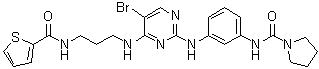 N-[3-[[5-Bromo-4-[[3-[(2-thienylcarbonyl)amino]propyl]amino]-2-pyrimidinyl]amino]phenyl]-1-pyrrolidinecarboxamide molecular structure (CAS 702675-42-1)