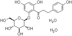 structure of CAS# 7061-54-3, Phlorizin dihydrate;1-[2-(beta-D-Glucopyranosyloxy)-4,6-dihydroxyphenyl]-3-(4-hydroxyphenyl)-1-propanone dihydrate