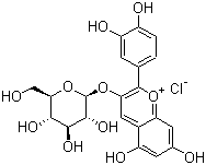2-(3,4-Dihydroxyphenyl)-3-(beta-D-glucopyranosyloxy)-5,7-dihydroxy-1-benzopyrylium chloride molecular structure (CAS 7084-24-4)