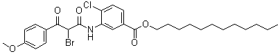 3-[[2-Bromo-3-(4-methoxyphenyl)-1,3-dioxopropyl]amino]-4-chlorobenzoic acid dodecyl ester molecular structure (CAS 70950-46-8)