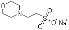 structure of CAS# 71119-23-8, MES sodium salt;Sodium 4-morpholin-1-ylethylsulphonate; 4-Morpholineethanesulfonic acid sodium salt; 2-(N-Morpholino)ethanesulfonic acid sodium salt