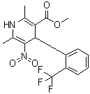 Methyl 1,4-dihydro-2,6-dimethyl-5-nitro-4-[2-(trifluoromethyl)phenyl]-3-pyridinecarboxylate molecular structure (CAS 71145-03-4)