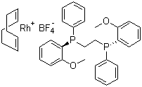 (S,S)-(+)-1,2-Bis[(2-methoxyphenyl)phenylphosphino]ethane(1,5-cyclooctadiene)rhodium(I) terafluoroborate molecular structure (CAS 71423-54-6)