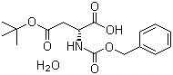 structure of CAS# 71449-08-6, Cbz-D-aspartic acid 4-tert-butyl ester hydrate;Z-D-Asp(OtBu)-OH; N-Benzyloxycarbonyl-D-aspartic acid 4-tert-butyl ester hydrate; (R)-2-(Benzyloxycarbonylamino)-4-tert-butoxy-4-oxobutanoic acid hydrate