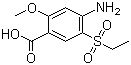 structure of CAS# 71675-87-1, 4-Amino-5-ethylsulfonyl-2-methoxybenzoic acid;4-Amino-5-(ethylsulphonyl)-o-anisic acid
