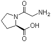 结构式 CAS# 71884-56-5, (R)-1-(2-氨基乙酰基)吡咯烷-2-羧酸; 1-甘氨酰-D-脯氨酸