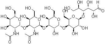 O-2-(Acetylamino)-2-deoxy-alpha-D-galactopyranosyl-(1→3)-O-2-(acetylamino)-2-deoxy-beta-D-galactopyranosyl-(1→3)-O-alpha-D-galactopyranosyl-(1→4)-O-beta-D-galactopyranosyl-(1→4)-D-glucose molecular structure (CAS 71937-76-3)