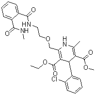 4-(2-Chlorophenyl)-1,4-dihydro-2-methyl-6-[[2-[[2-[(methylamino)carbonyl]benzoyl]amino]ethoxy]methyl]-3,5-pyridinedicarboxylic acid 5-ethyl 3-methyl ester molecular structure (CAS 721958-72-1)