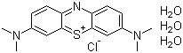 structure of CAS# 7220-79-3, Methylene Blue trihydrate;C.I. 52015 trihydrate; Basic Blue 9 trihydrate; 3,7-Bis(dimethylamino)phenothiazin-5-ium chloride