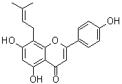 structure of CAS# 72357-31-4, Licoflavone C;5,7-Dihydroxy-2-(4-hydroxyphenyl)-8-(3-methyl-2-buten-1-yl)-4H-1-benzopyran-4-one; 4',5,7-Trihydroxy-8-prenylflavone; 8-Prenylapigenin
