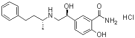 (R*,S*)-2-Hydroxy-5-[1-hydroxy-2-[(1-methyl-3-phenylpropyl)amino]ethyl]benzamide monohydrochloride molecular structure (CAS 72487-35-5)