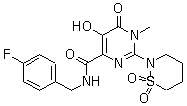 N-[(4-Fluorophenyl)methyl]-1,6-dihydro-5-hydroxy-1-methyl-6-oxo-2-(tetrahydro-1,1-dioxido-2H-1,2-thiazin-2-yl)-4-pyrimidinecarboxamide molecular structure (CAS 729607-74-3)