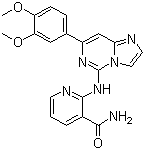 structure of CAS# 732983-37-8, BAY 61-3606;2-[[7-(3,4-Dimethoxyphenyl)imidazo[1,2-c]pyrimidin-5-yl]amino]-3-pyridinecarboxamide