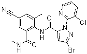 3-Bromo-1-(3-chloro-2-pyridinyl)-N-[4-cyano-2-methyl-6-[(methylamino)carbonyl]phenyl]-1H-pyrazole-5-carboxamide molecular structure (CAS 736994-63-1)